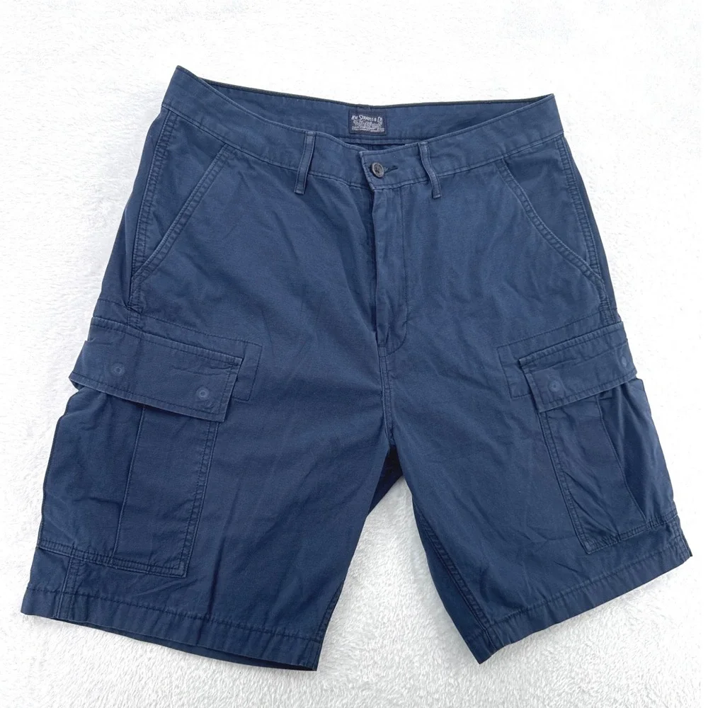 Levi's Mens Cargo Shorts Size 33 Navy Blue Ripstop Cotton Casual Outdoor Hiking